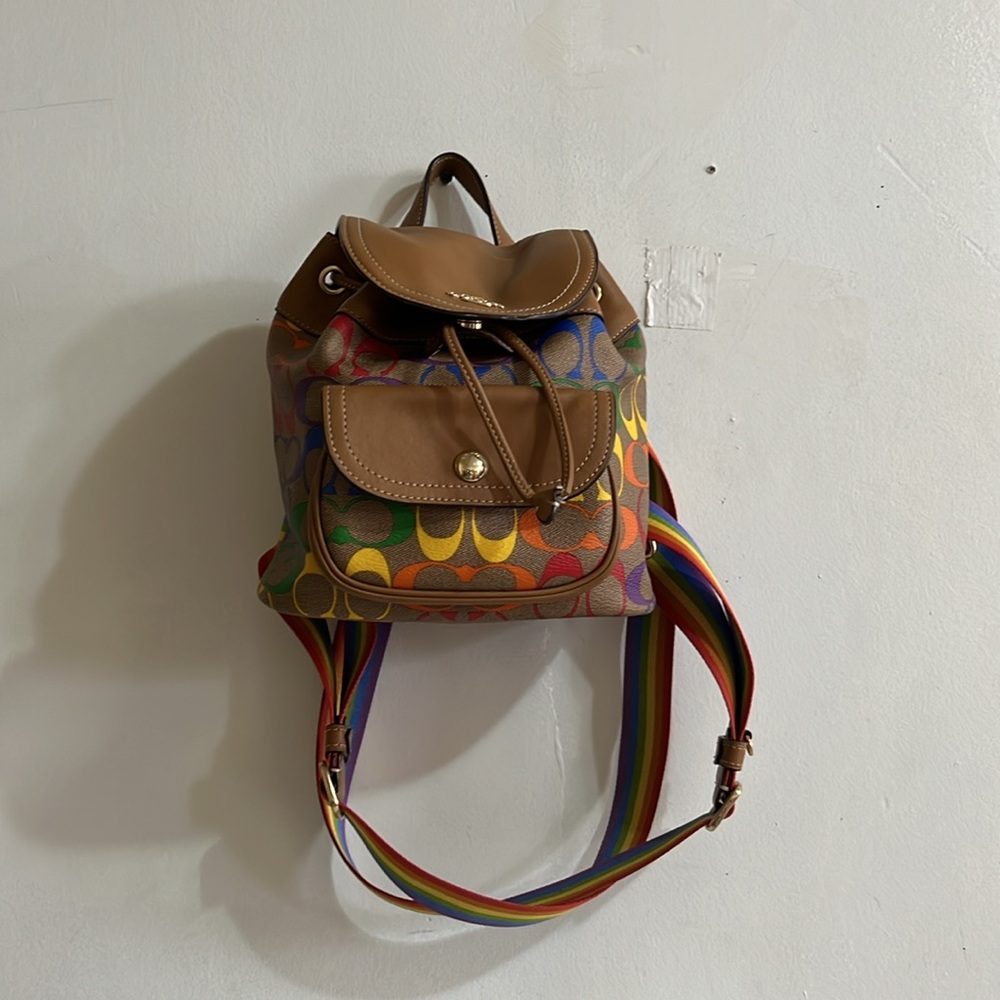 Coach Pennie Backpack 22 In Rainbow Signature - Picture 8 of 14